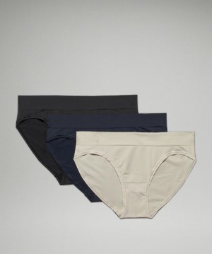 Lululemon Seamless Mid-Rise Bikini Underwear 3 Pack Negros Azul Marino Verde Oliva Claro | 302576LHY