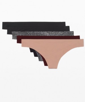 Lululemon Smooth Seamless Thong 5 Pack Negros Marrom Blancos Negros Negros Rojos Oscuro | 930814EFZ