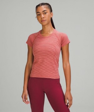Lululemon Swiftly Tech SS 2.0 Race Rosas Rosas Blancos Vino Rojos | 842517YNK