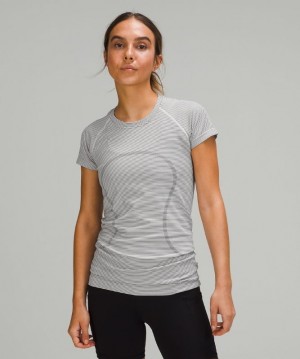 Lululemon Swiftly Tech Short Sleeve 2.0 Blancos Negros | 169704SPM