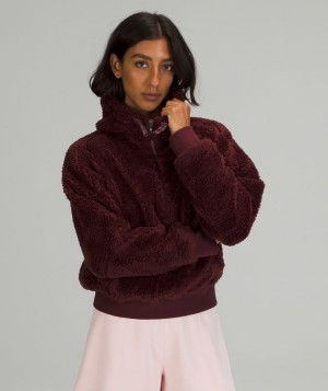 Lululemon Textured Fleece 1/2 Zip Rojos Vino | 578026AWZ