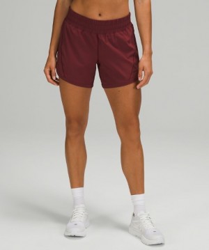 Lululemon Track That Mid-Rise Short 5 Lined Rojos Vino | 612975TIB