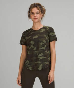 Lululemon UVP Run Short Sleeve Camuflados Verde Oliva Multicolor | 056491BCK