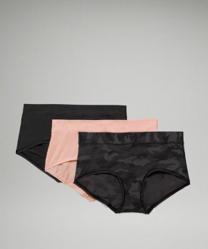 Lululemon UnderEase Boyshort 3P Camuflados Negros Multicolor Rosas Blancos Negros | 357296WYS