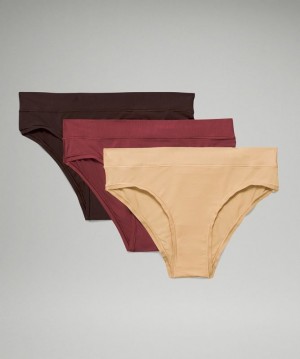 Lululemon UnderEase Cheeky Bikini 3 Pack Vino Marrom | 582943DXW