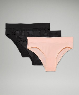 Lululemon UnderEase Cheeky Bikini 3 Pack Camuflados Negros Multicolor Rosas Blancos Negros | 092451EFJ
