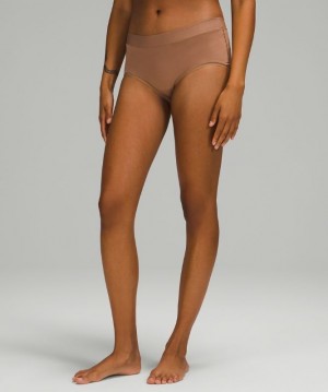 Lululemon UnderEase Mid-Rise Boyshort Underwear Marrom | 761329UKJ