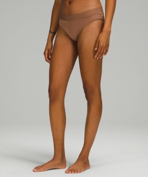 Lululemon UnderEase Mid-Rise Cheeky Bikini Underwear Marrom | 354691FRT