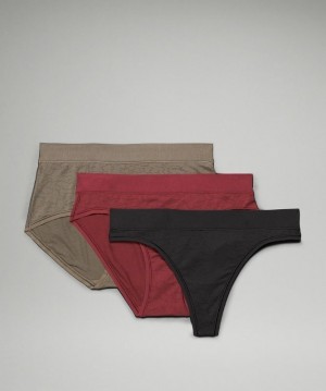 Lululemon UnderEase Mid-Rise Multi-Silhouette Underwear 3 Pack Lace Negros Vino | 753821LEV