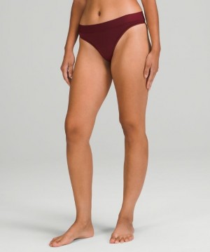 Lululemon UnderEase Mid-Rise Thong Underwear Rojos Vino | 275169OXM