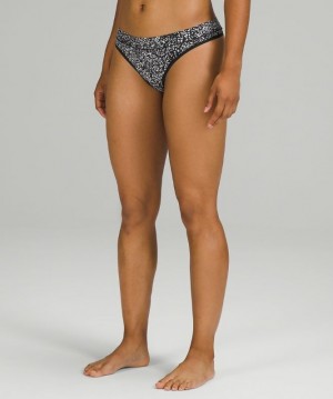Lululemon UnderEase Mid-Rise Thong Underwear Blancos Negros | 240379FWV