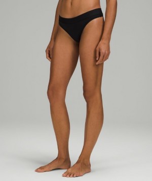 Lululemon UnderEase Mid-Rise Thong Underwear Negros | 916574VPF