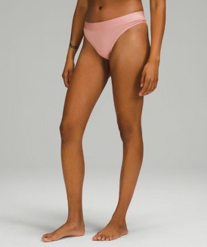 Lululemon UnderEase Mid-Rise Thong Underwear Rosas | 796145EFG
