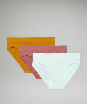 Lululemon UnderEase Mid Rise Bikini Underwear 3 Pack Dorados Marrom | 641327GBA