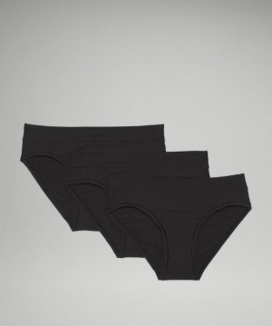 Lululemon UnderEase Mid Rise Bikini Underwear 3 Pack Negros | 315096JDU