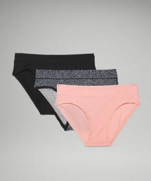 Lululemon UnderEase Mid Rise Bikini Underwear 3 Pack Negros Rosas Blancos Negros | 021935YEC