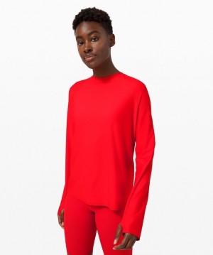 Lululemon Waterside Relaxed UVP Long-Sleeve Rojos | 725914CWR
