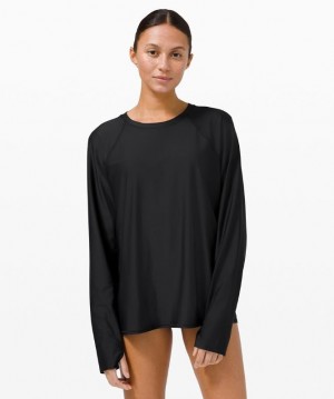 Lululemon Waterside Relaxed UVP Long-Sleeve Negros | 615470ECZ